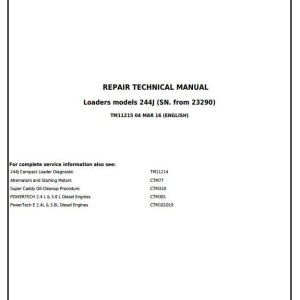 John Deere 244J Compact Loader Repair Technical Manual TM11215