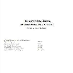 John Deere 304J 4WD Loader Repair Technical Manual TM11217