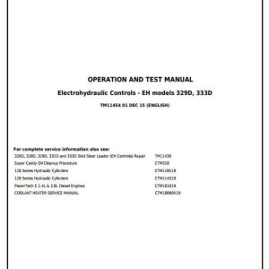 John Deere 329D 333D Skid Steer Loader Diagnostic Operation Test Manual TM11454