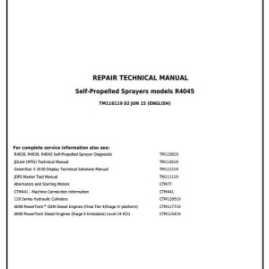 John Deere R4045 Self-Propelled Sprayer Repair Technical Manual TM116119