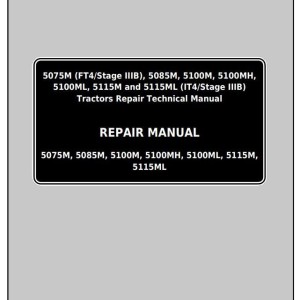 John Deere 5075M 5085M 5100M 5100MH 5100ML 5115M 5115ML Tractor Repair Technical Manual TM116419