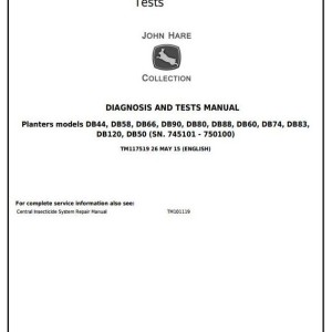 John Deere DB Series Planter SeedStar Frame Hydraulic Diagnosis Test Manual TM117519