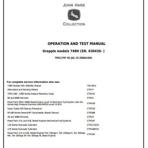 John Deere 748H Grapple Skidder Diagnostic Operation Test Manual TM11797