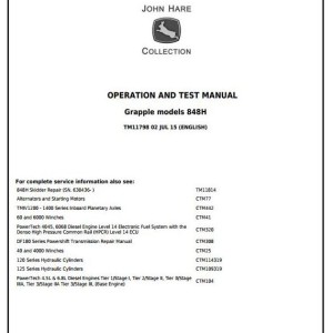 John Deere 848H Grapple Skidder Diagnostic Operation Test Manual TM11798