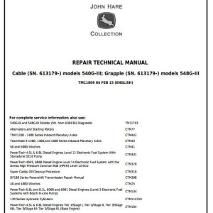 John Deere 540G-III 548G-III Skidder Repair Technical Manual TM11809