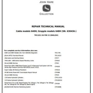 John Deere 640H 648H Skidder Repair Technical Manual TM11811