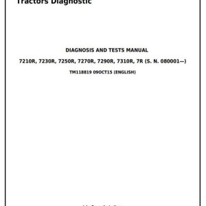 John Deere 7210R 7230R 7250R 7270R 7290R 7310R Tractor Diagnosis Test Manual TM118819