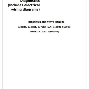 John Deere 8320RT 8345RT 8370RT (8RT) Tractor Diagnosis Test Manual TM119219
