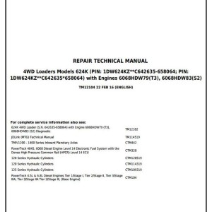 John Deere 624K 4WD Loader Repair Technical Manual TM12104