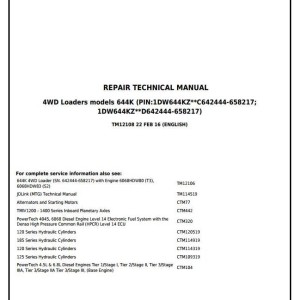 John Deere 644K Loader Repair Technical Manual TM12108