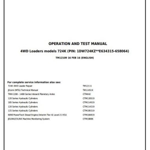 John Deere 724K 4WD Loader Diagnostic Operation Test Manual TM12109