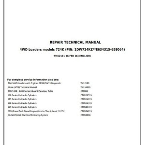 John Deere 724K Loader Repair Technical Manual TM12111