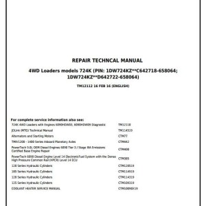 John Deere 724K 4WD Loader Repair Technical Manual TM12112