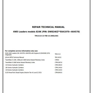 John Deere 824K 4WD Loader Repair Technical Manual TM12115