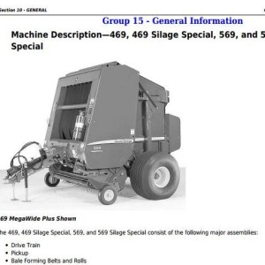 John Deere 469s 569s Silage Special 469 569 Round Balers Technical Manual TM121219