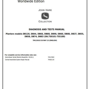 John Deere Bauer DB37 to DB120 SeedStar Frame Hydraulics Planter Diagnostic Test Manual TM122619