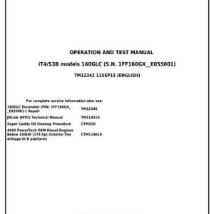 John Deere 160GLC Excavator Diagnostic Operation Test Manual TM12342
