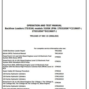 John Deere 310SK Backhoe Loader Diagnostic Operation Test Manual TM12465