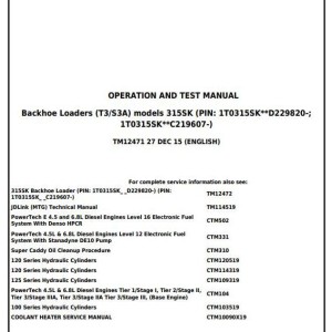 John Deere 315SK Backhoe Loader Diagnostic Operation Test Manual TM12471