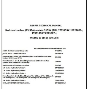 John Deere 315SK Backhoe Loader Repair Technical Manual TM12472