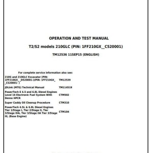 John Deere 210G 210GLC Excavator Diagnostic Operation Test Manual TM12536