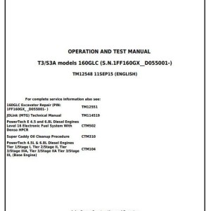 John Deere 160GLC Excavator Diagnostic Operation Test Manual TM12548