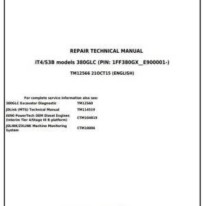 John Deere 380GLC Excavator Repair Technical Manual TM12566
