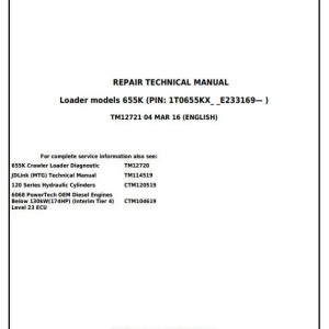 John Deere 655K Crawler Loader Repair Technical Manual TM12721