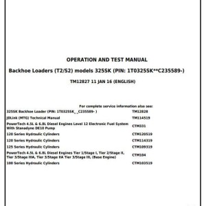 John Deere 325SK Backhoe Loader Diagnostic Operation Test Manual TM12827