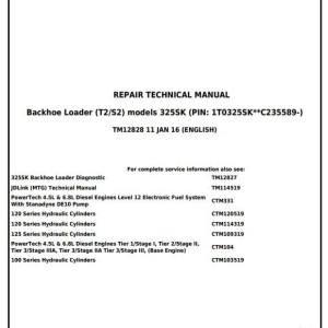 John Deere 325SK Backhoe Loader Repair Technical Manual TM12828