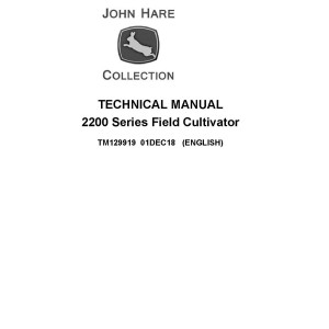 John Deere 2200 Series Field Cultivator Technical Manual TM129919