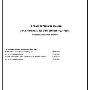 John Deere 326E Skid Steer Loader Repair Technical Manual TM13044X19