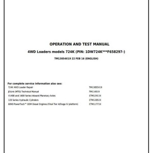 John Deere 724K 4WD Loader Diagnostic Operation Test Manual TM13054X19