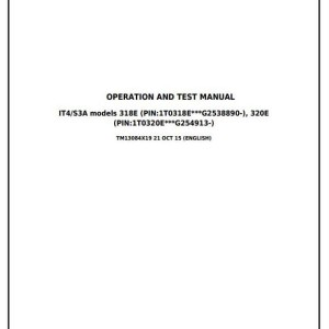 John Deere 318E 320E Skid Steer Loader Diagnostic Operation Test Manual TM13084X19