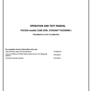 John Deere 326E Skid Steer Loader Diagnostic Operation Test Manual TM13090X19