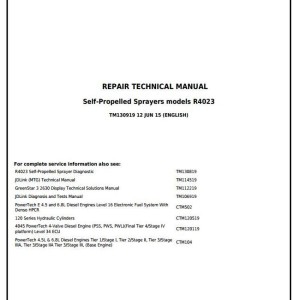 John Deere R4023 Self-Propelled Sprayer Repair Technical Manual TM130919