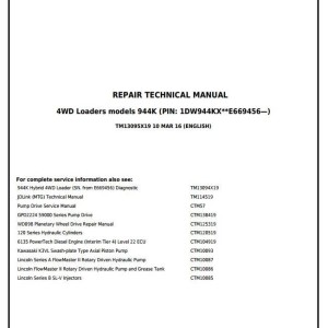John Deere 944K Hybrid 4WD Loader Repair Technical Manual TM13095X19