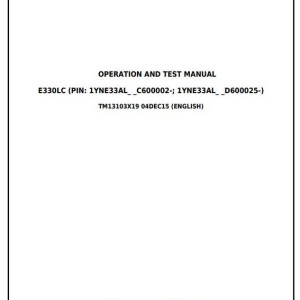 John Deere E330LC Excavator Diagnostic Operation Test Manual TM13103X19