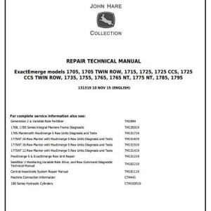 John Deere 1705 1715 1725 1735 1755 1765 1775 1785 1795 Planter Frame Repair Technical Manual TM131319
