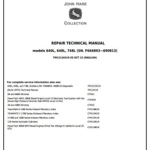 John Deere 640L 648L 748L Skidder Repair Technical Manual TM13134X19