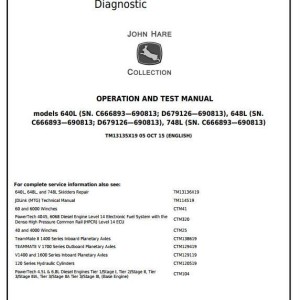 John Deere 640L 648L 748L Skidder Diagnostic Operation Test Manual TM13135X19
