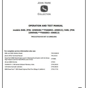John Deere 848L 948L Skidder Operation Test Manual TM13137X19