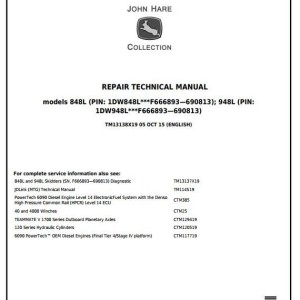 John Deere 848L 948L Skidder Repair Technical Manual TM13138X19