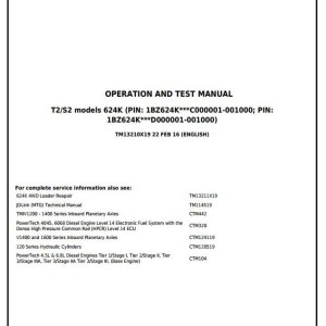 John Deere 624K 4WD Loader Diagnostic Operation Test Manual TM13210X19