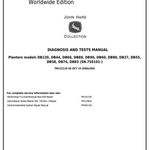 John Deere Bauer DB37 to DB120 Planter SeedStar Frame Hydraulics Diagnostics Test Manual TM132119