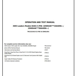 John Deere 844K Series II 4WD Loader Diagnostic Operation Test Manual TM13223X19