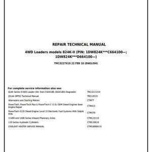 John Deere 824K Series II 4WD Loader Repair Technical Manual TM13227X19