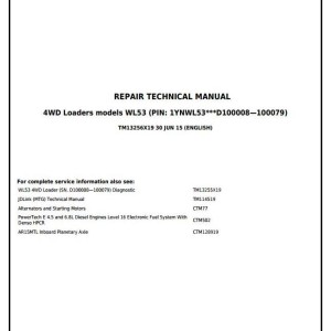 John Deere WL53 4WD Loader Repair Technical Manual TM13256X19