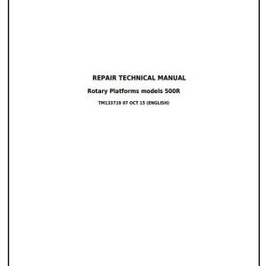 John Deere 500R 5 Meter Rotary Platform Repair Technical Manual TM133719