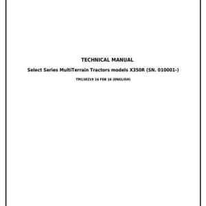 John Deere X350R Select Series Riding Lawn Tractor Technical Service Manual TM138219